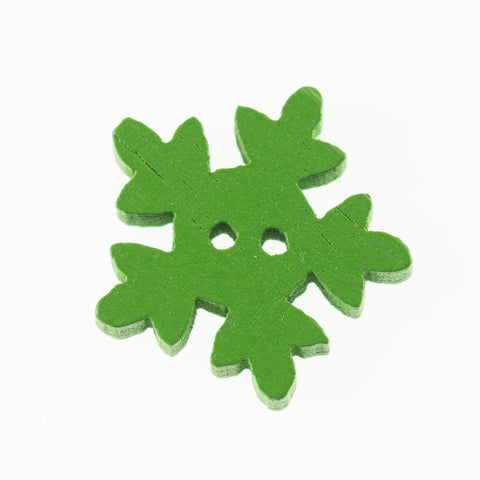 Holz Knopf Schneeflocke HK-35-grün