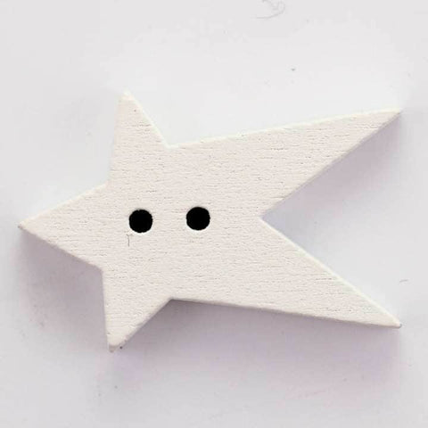 Holz Knopf Sternschnuppe weiß