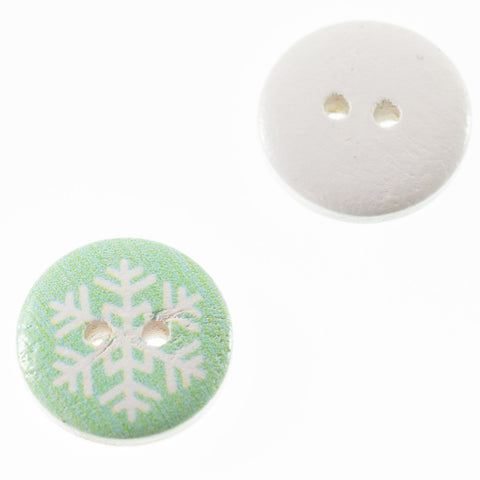 Holz Knopf Schneeflocke hk-139-mint