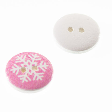 Holz Knopf Schneeflocke hk-139-rosa