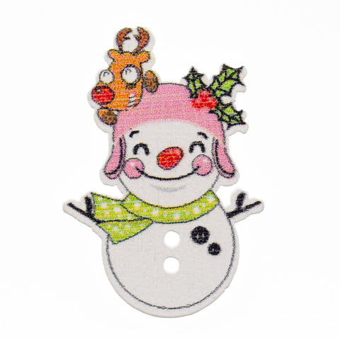 Holz Knopf Weihnachts-Schneemann Motive hk-48