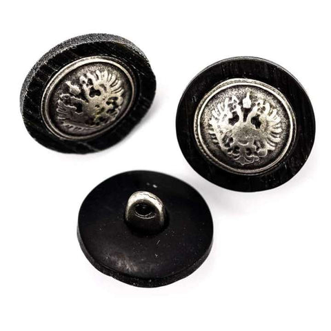 Wappen Knopf mit Öse silber-schwarz tk-157