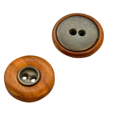 Holzoptik-Knopf mit Metalleinlage Edel & Rustikal KBR-15