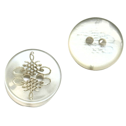 Knopf weiß mit Laser Muster KN-84 A