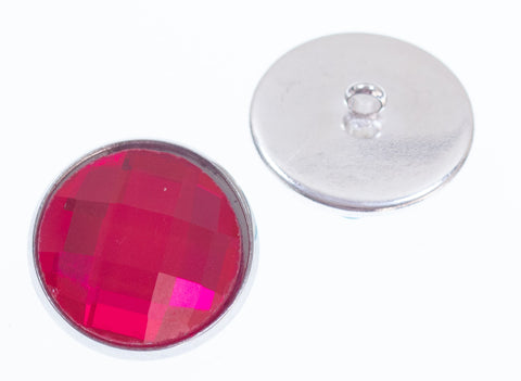 Knopf mit Glas Crystal st-200-silber-pink