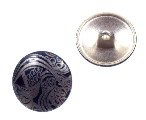 Knopf schwarz mit gelasertem Ornament MK-65