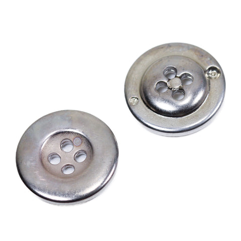 4-Loch Knopf Metall Optik mit Rand kgo-18-silber