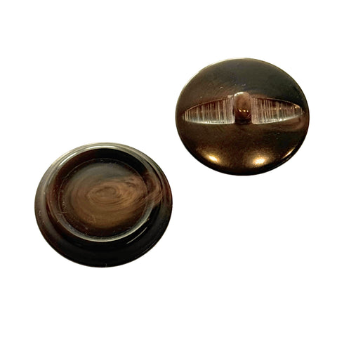 Brauner Mantelknopf – Hornoptik mit Rand, Einzelstück (KM-SO-2)