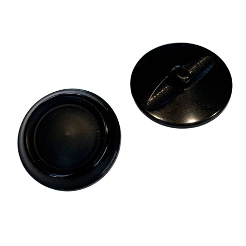 Einzelstück: Schwarzer Mantelknopf mit Rand in Hornoptik – Modell KM-SO-2, ideal für Mäntel & Jacken