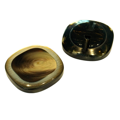 Großer Quadratischer Mantelknopf – Gold-Braun glänzend, Einzelstück (KM-SO-13)