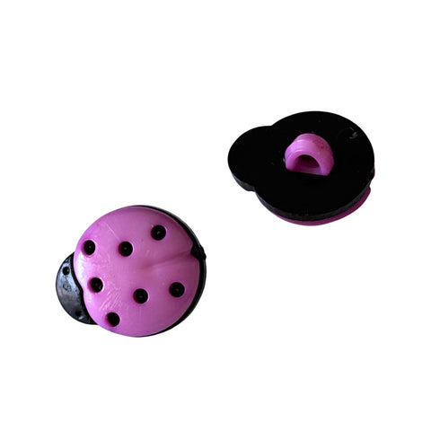 Kinderknopf Marienkäfer lila-schwarz, Kunststoff, Öse