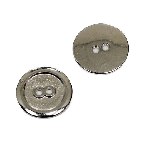 2-Loch Metall Knopf flach mit Muster mk-60-silber
