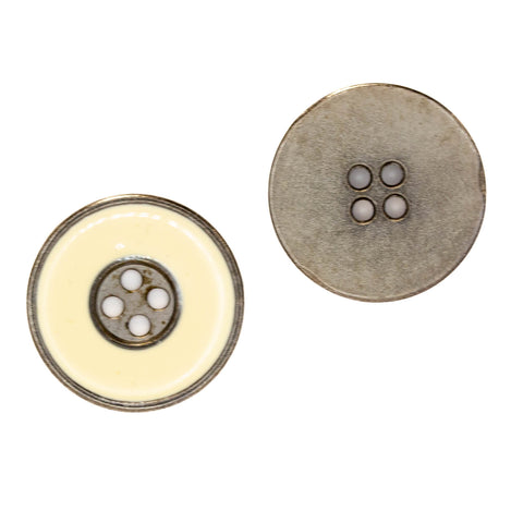 Metall Knopf mit Perl Email MK-76 Stahl-beige