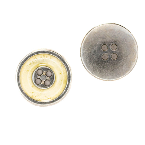 Metall Knopf mit Perl Email MK-76 Stahl-Creme