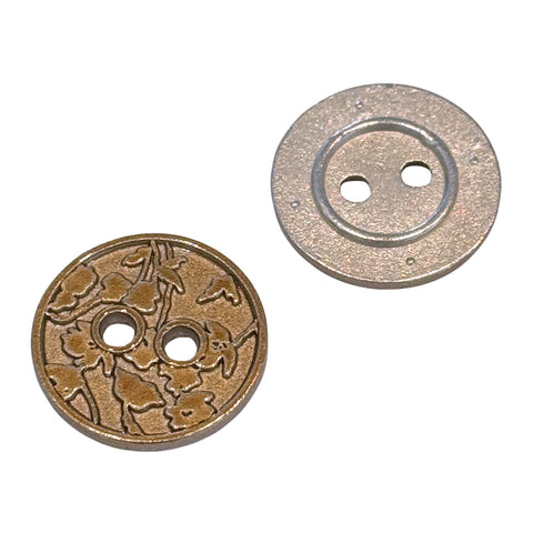 Metallknopf 2-Loch mit Blumen Muster MK-28-Kupfer