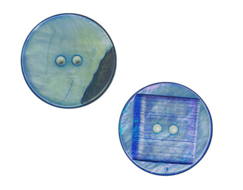 Makassar Perlmutt Knopf blau 2-Loch pl-gr-300