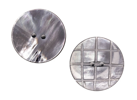 Makassar Perlmutt Knopf 2-Loch pl-gr-501-grau