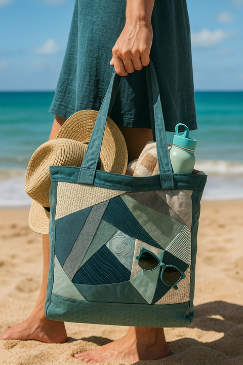 Patchwork Tasche Mira – Handgemachtes Unikat in Türkis