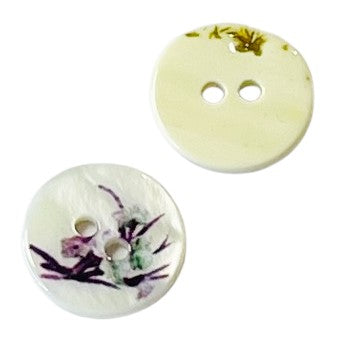 Perlmutt Knopf mit Veilchen Muster pl-41 creme