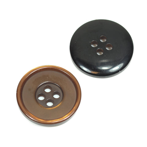 Perlmuttimitat Knopf mit doppeltem Rand pli-12-braun