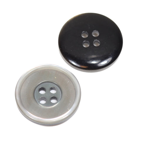 Perlmuttimitat Knopf mit doppeltem Rand pli-12-grau