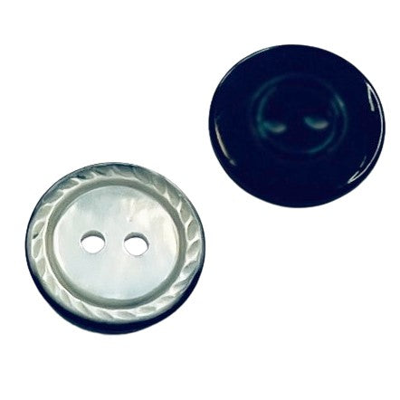 Perlmuttimitat Knopf mit Rand Muster pli-25-grau