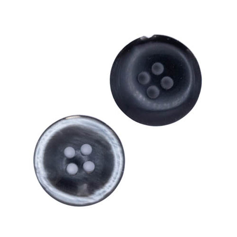 Perlmuttimitat Knopf pli-16-schwarz-grau 4-loch