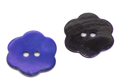 2-Loch Blümchen Perlmuttknöpfe echt Agoya Blau PL-15