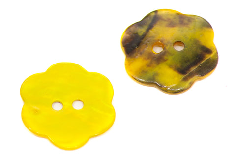 Perlmutt Knopf Blume PL-15 gelb