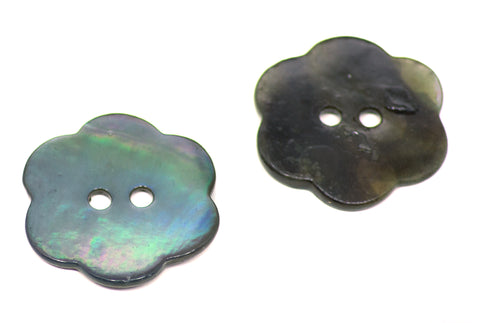 Perlmutt Knopf Blume PL-15 grau