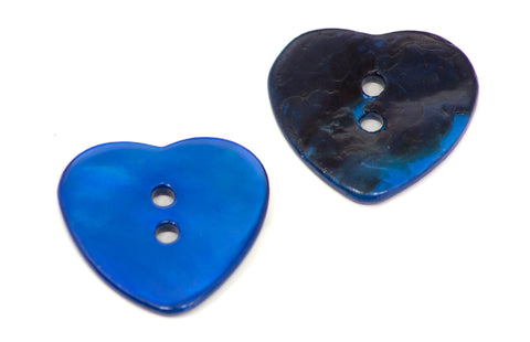 Perlmuttknopf Herz PL-12 blau