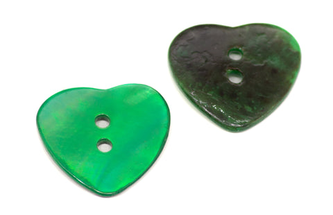 Perlmutt Knopf Herz PL-12 dunkel grün