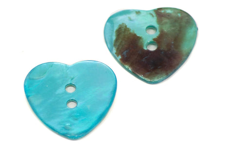 Perlmutt Knopf Herz PL-12 türkis