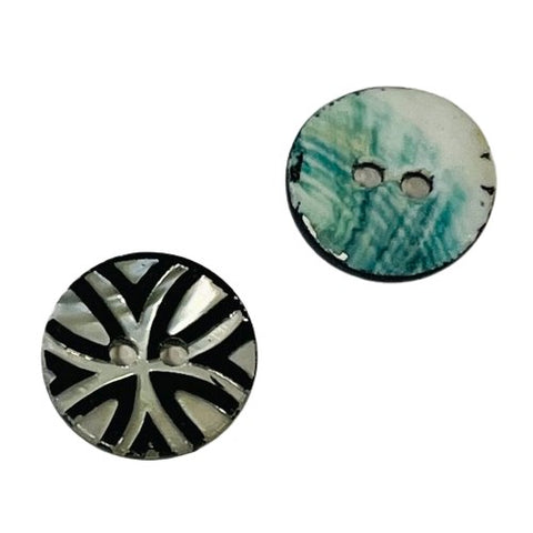 Perlmuttknopf Ranken PL-3-A-schwarz-silber