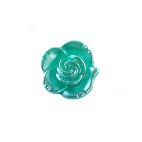 Rosen Knopf seidig glänzend türkis