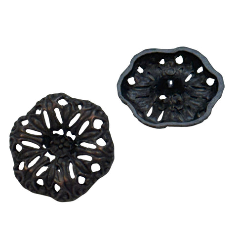 Trachtenknopf Schwarzer Durchbrochener Blütenform TK- 27