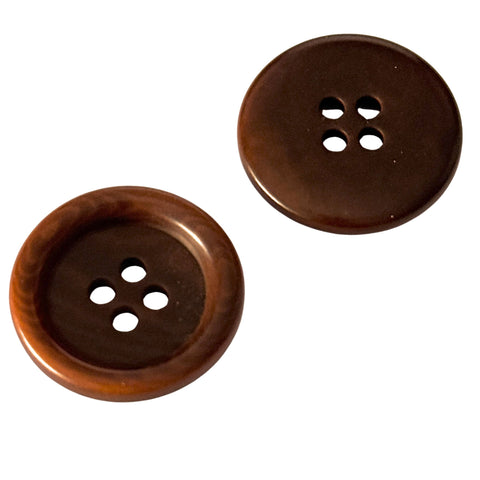 Steinnuss Knopf Braun Klassisch mit Rand 4-Loch STN-9