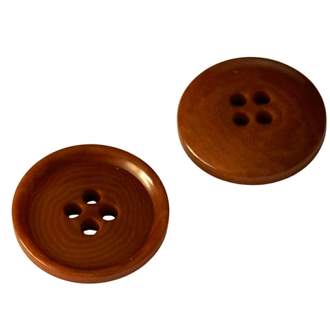 Steinnuss Knopf mit Rand 4-Loch STN-8-Braun
