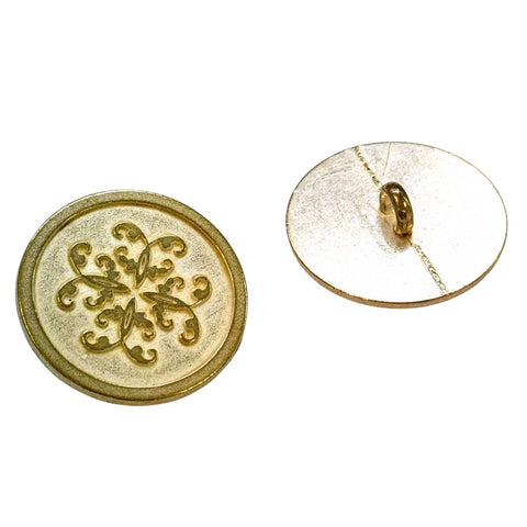 Trachten Ösen Knopf Silber-Messing mit Ornament