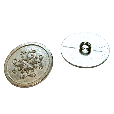 Trachten Ösen Knopf Silber mit Ornament