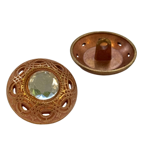 Trachtenknopf Kupfer mit Crystal Strass – Ösenknopf im Vintage-Stil