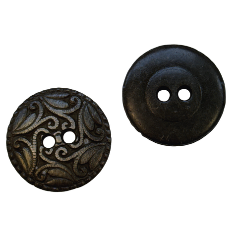 Trachtenknopf Alteisen mit Ornament – Klassischer 2-Loch Knopf