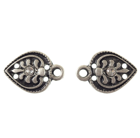 Miederöse Blume TS-10 Floral mit Straßsteinen silber