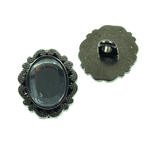 ovale Schmuck Knopf mit Strass tk-118-stahl Crystal