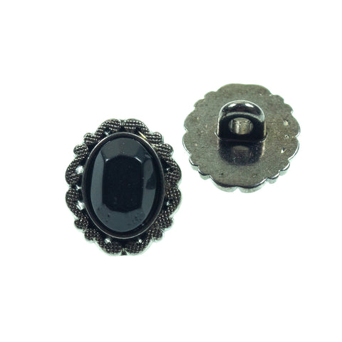 ovale Schmuck Knopf mit Strass tk-118-stahl jet