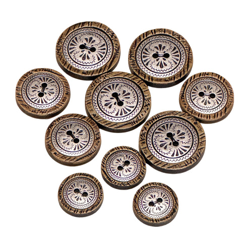 Trachtenknöpfe Holzimitat mit Metalleinlage – rustikal & stilvoll