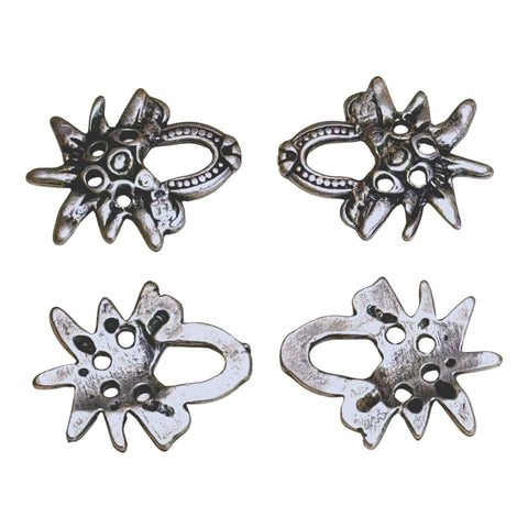 Trachtenösen-Set Edelweiß – zum Annähen, altsilber