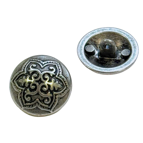 Trachtknopf Altsilber mit Blumenmotiv Tk-28as