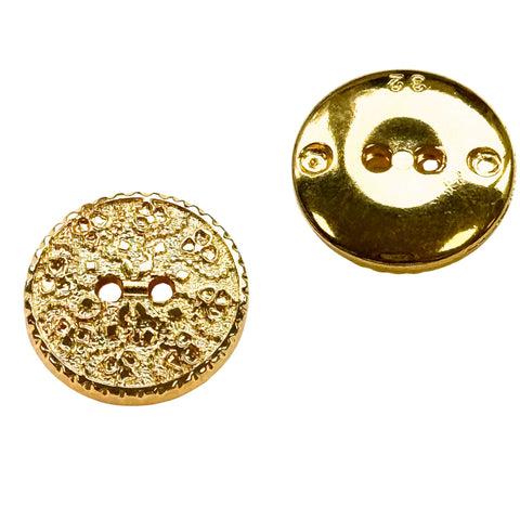 Trachten Knopf Kunststoff Gold mit Blümchen TK-77-g