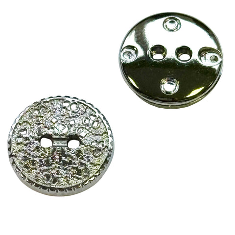 Trachten Knopf Kunststoff Silber mit Blümchen TK-77-s